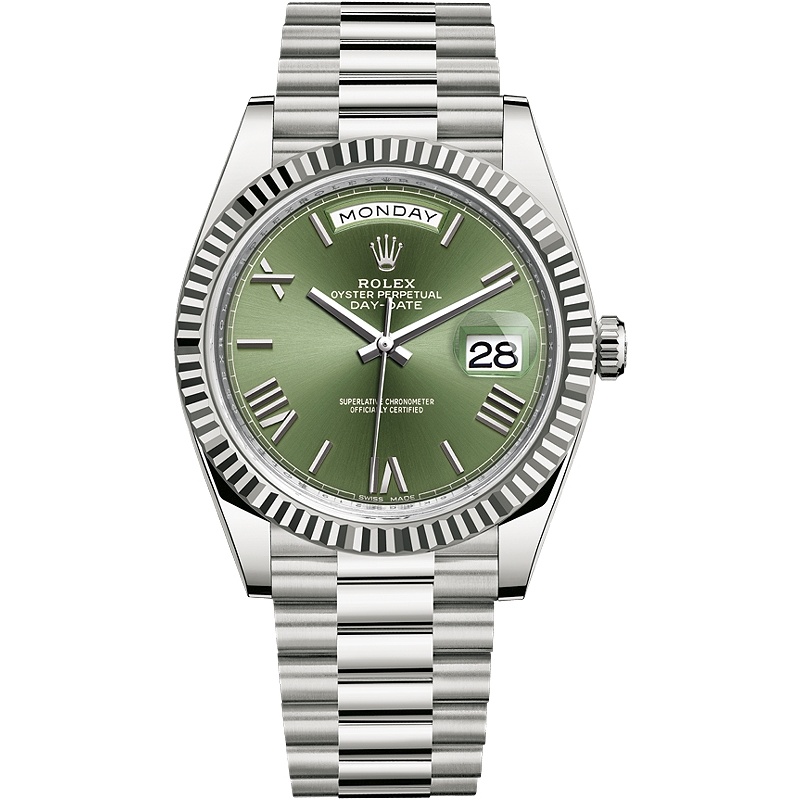 Day-Date  228239 White Gold Olive Green Roman Dial 40mm