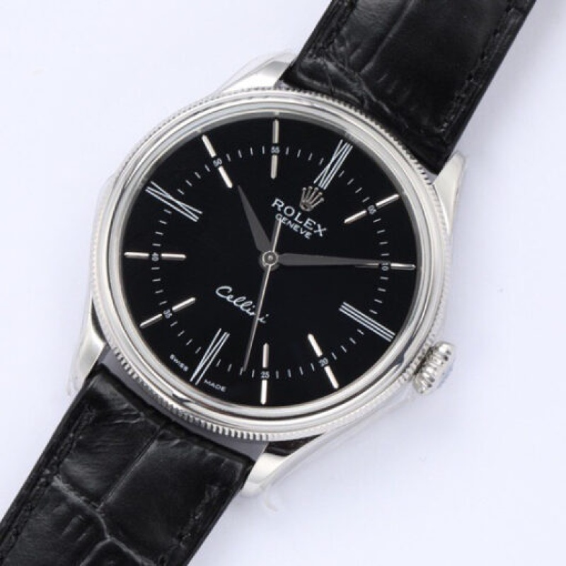 MULTICOLOR SELECTION BLACK LEATHER STRAP 39MM
