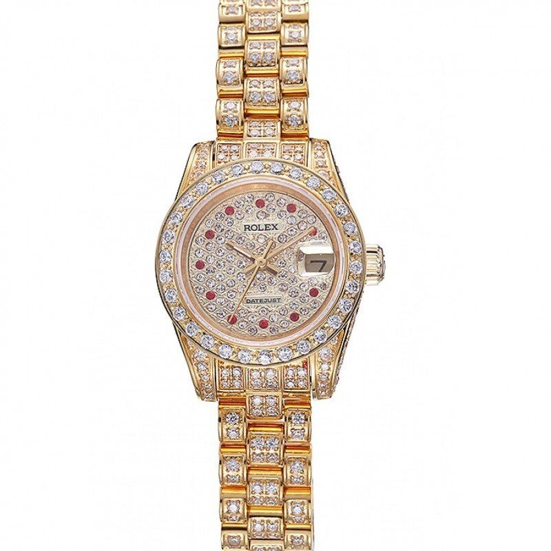 <span class='swissf'></span>Rolex DateJust Diamond Dial Gold 622024