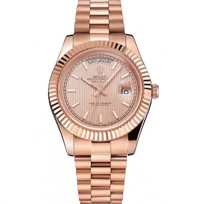 <span class='swissf'></span>Rolex Day-Date 40 Rose Gold Etched Dial Rose Gold Case And Bracelet