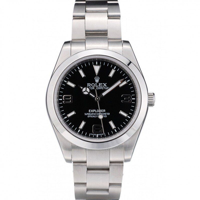 <span class='swissf'></span>Rolex Explorer Stainless Steel Bezel Black Dial 42002