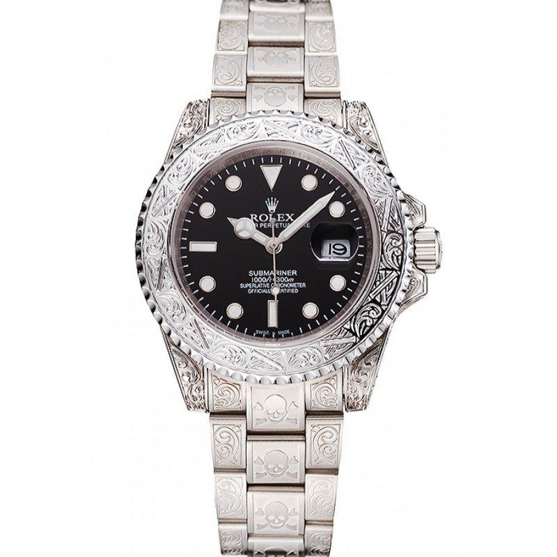 <span class='swissf'></span>Rolex Submariner Skull Limited Edition Black Dial White Case And Bracelet 1454093
